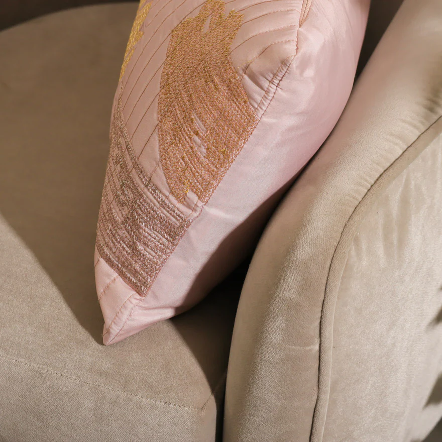 Desert Satin Embroidered Rectangular Cushion Cover 50x30cm - Sandy Pink - Image 4