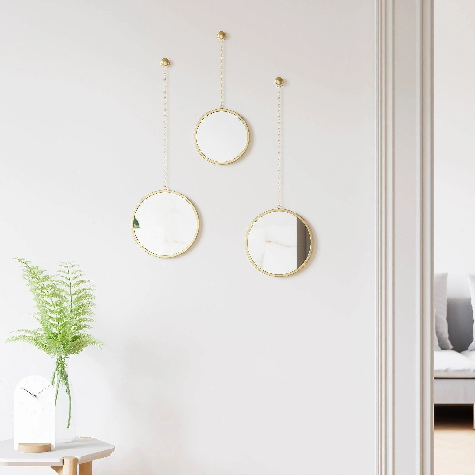 Dima Round Mirrors, Set of 3 - Brass - Image 5