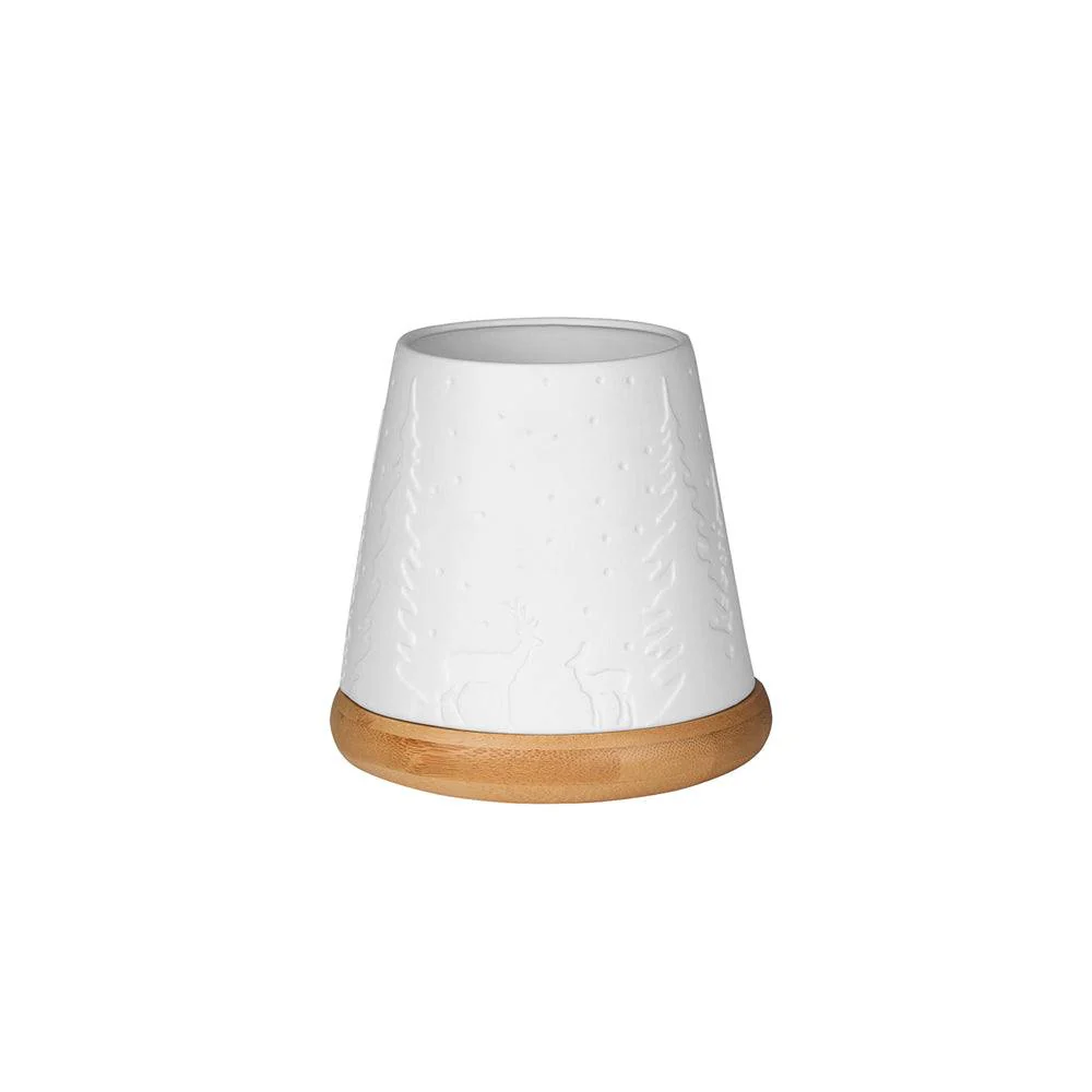 Embossed Lantern with Wooden Base - Forest - Image 3