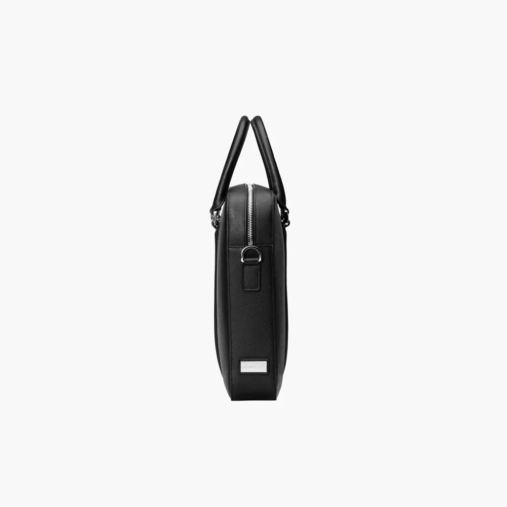 Manhattan Leather Briefcase - Black & Racing Red - Image 8