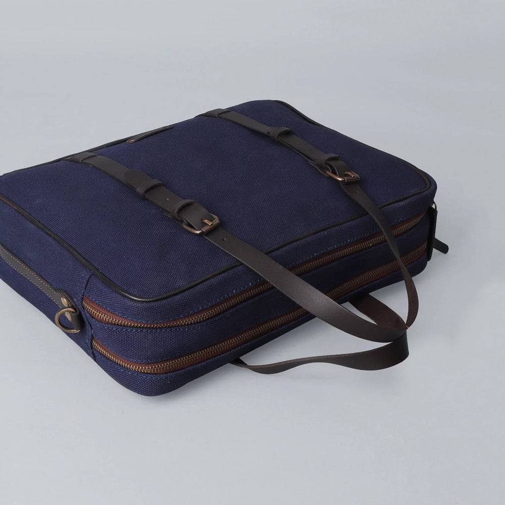 Miami Canvas Medium Briefcase - Navy - Image 6
