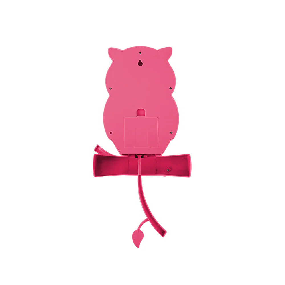 Owl Pendulum Wall Clock - Bright Pink - Image 4