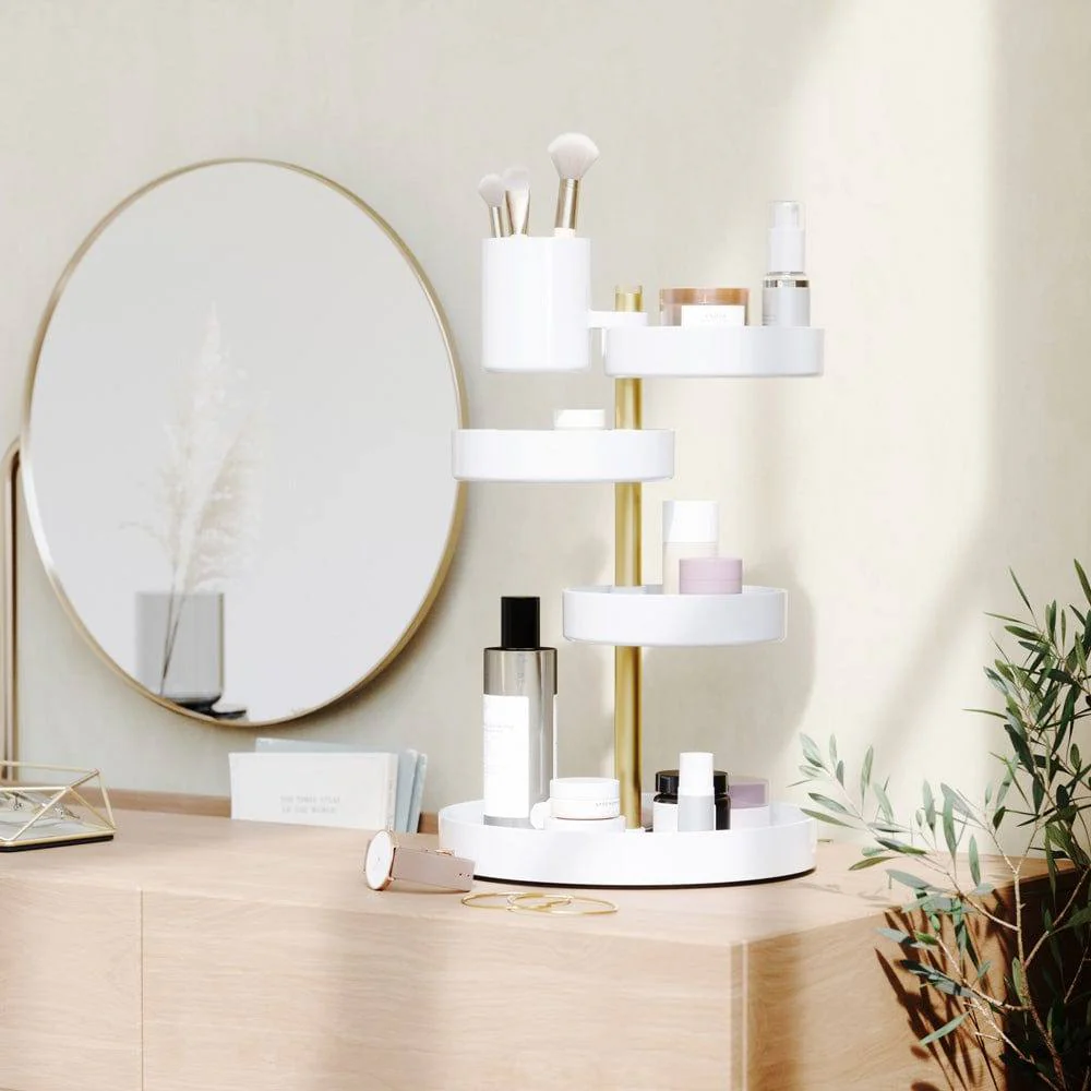 Pirouette Cosmetics Organiser - White & Brass - Image 3