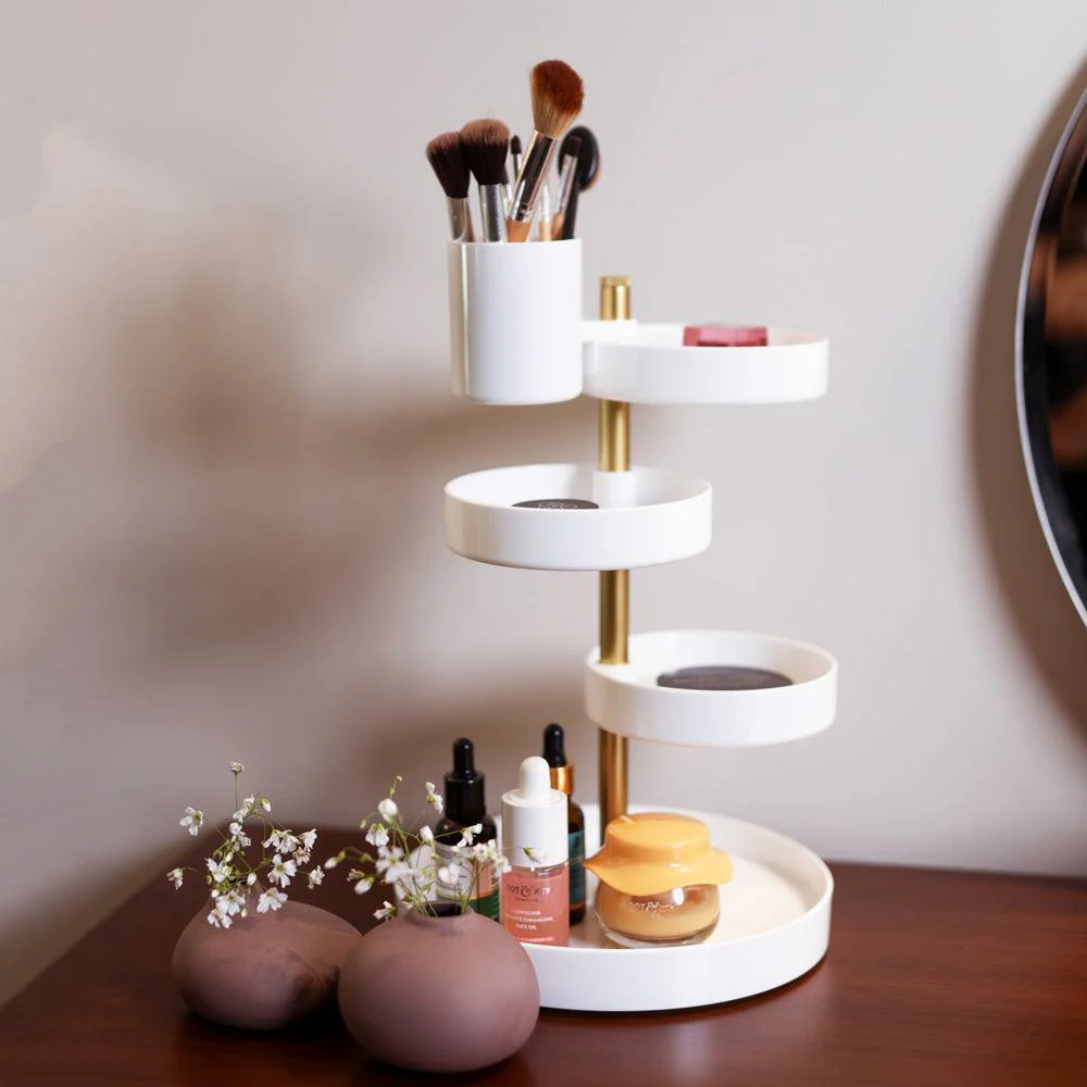 Pirouette Cosmetics Organiser - White & Brass - Image 4