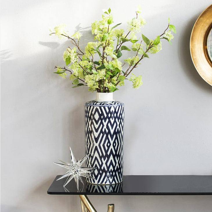 Porcelain Lidded Jar Tall - Blue Chevron - Image 4