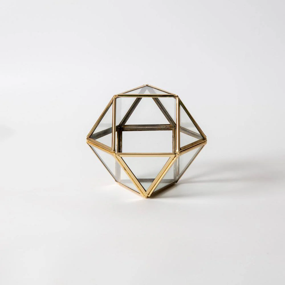 Prism Glass Tealight Holder - Gold - Image 3