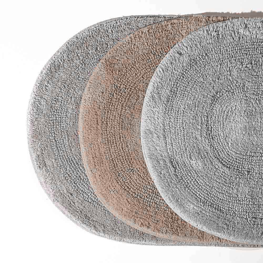 Regency Striped Oval Loop-Tufted Bathmat - Beige - Image 6