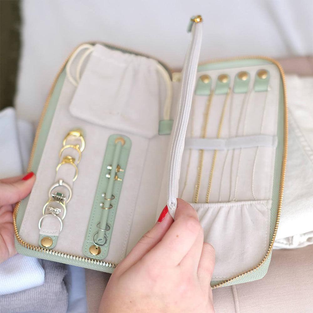 Travel Jewellery Roll Medium - Sage Green - Image 6