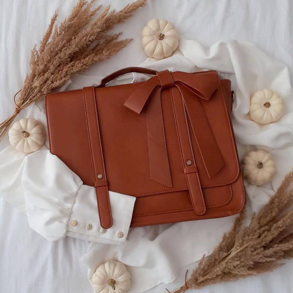 Vintage Bow Briefcase - Brown - Image 3